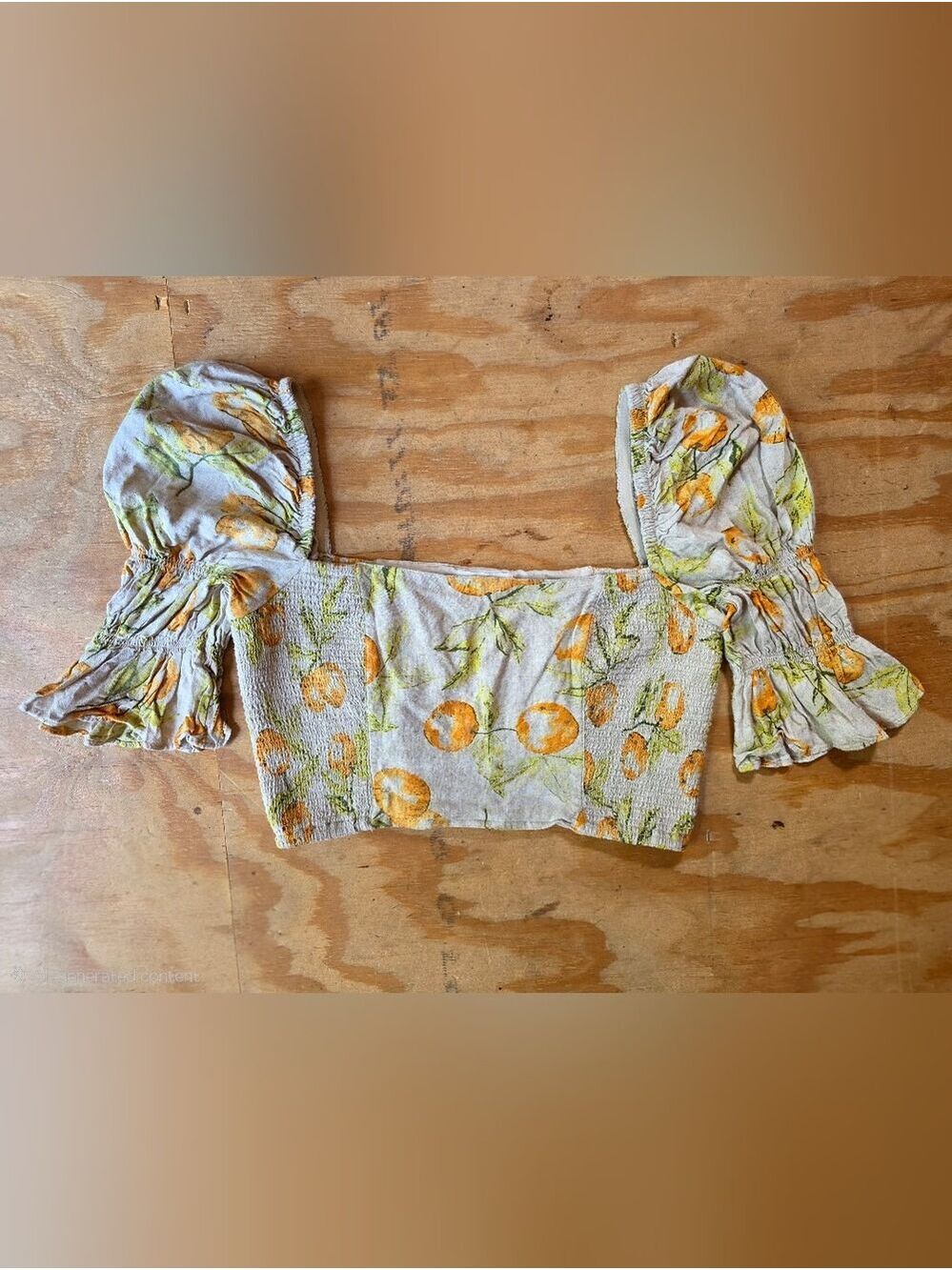 Urban Outfitters Cream Peach Print Square #BL37 - Picture 2 of 6